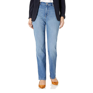 Jeans de Mujer al por Mayor, Alta Calidad, Tela Ecológica Personalizada, Lavados, Cintura Alta, Pierna Ancha, Ligeros, Transpirables, Talla OEM - Product Image 1