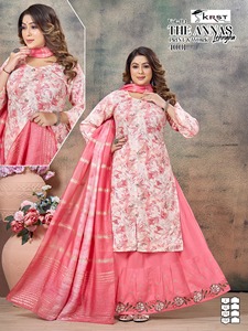 Nuevo último rayón puro 14Kg Foil Printed Top & Long Lehenga con trabajo elegante y trabajo elegante de seda de algodón Patton Dupatta por exportación - Product Image 2