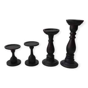 Bougeoir en bois de manguier de luxe pour ferme moderne Pièce maîtresse de mariage pilier noir unique Décoration intérieure écologique pour - Product Image 1