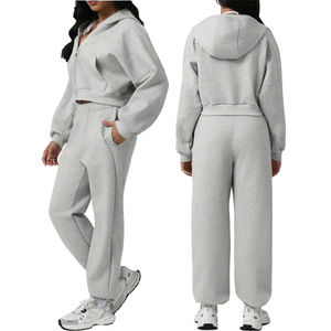 Ensemble de survêtement pour femme en polyester et coton, imprimé, à capuche, taille haute, décontracté, confortable, deux pièces, pour un usage quotidien, léger - Product Image 3