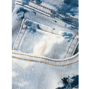 กางเกงยีนส์ขาตรงสีฟ้าอ่อนสำหรับผู้ชายกางเกงยีนส์ขายาวสำหรับงานตามสั่ง - Product Image 4