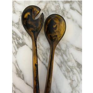 Serveurs à salade en résine, cuillères de service avec des éléments décoratifs, articles de cuisine, pièces uniques, toutes les couleurs disponibles - Product Image 2