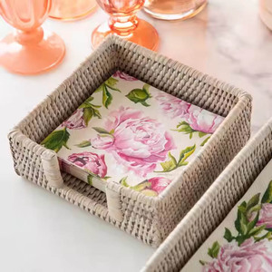 Soporte de caja de pañuelos de mimbre Soporte de papel de seda de ratán tejido a mano Mesa de decoración aceptada por OEM de la fábrica de Vietnam - Product Image 3