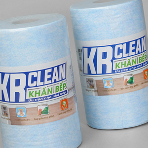 Krclean ม้วนทำความสะอาดครัวสีฟ้า200แผ่น20x20ซม., ผ้าขนหนูกระดาษดูดซับ1ชั้นสำหรับเช็ดพื้นผิว - Product Image 4