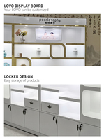 Vitrine murale cosmétique en MDF éclairée par LED sur mesure pour salon de beauté et magasin de soins de la peau