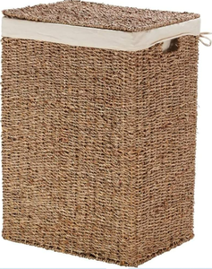 New Seagrass Laundry <b>Basket</b> <b>With</b> Inner Liner <b>Lidded</b> Seagrass Hamper Natural Eco-Friendly Container Storage <b>Basket</b> in Bangladesh - Product Image 5