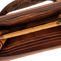 Porte-monnaie unisexe en cuir de crocodile véritable de qualité supérieure, fait main, style vintage western, avec fermeture éclair, design bohème, pour cartes