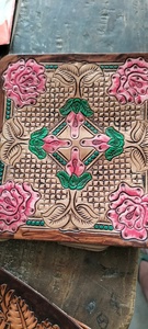 Custom Made Cowboy <b>Small</b> Credit Card Wallet Hand Tooled Leather with Zipper Closure Rodeo International Accessories - Product Image 6