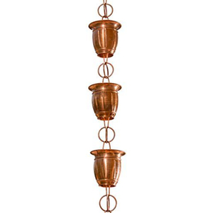 Chaîne de pluie en métal forgé au design élégant, ornement de jardin extérieur, finition cuivre, chaîne de pluie suspendue pour pelouse, fournitures de jardin - Product Image 3