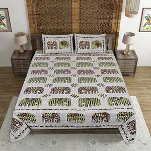 Colorful 100% Cotton 240 TC Jaipuri Print 3-Piece Bedding Set with Pillow <b>Covers</b> (ADB1393) - Product Image 2