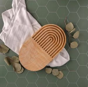 Plateau décoratif en bois fait main du Vietnam, nouvel arrivage, style bohème, arche arc-en-ciel en bois, plateau de service - Product Image 4