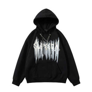 เสื้อสเวตเตอร์แบบสวมหัวของผู้ชายเสื้อสเวตเตอร์แบบสวมทับกรดโอเวอร์ไซส์เสื้อมีฮู้ดและเสื้อสเวตเชิ้ตผ้าคอตตอน - Product Image 2