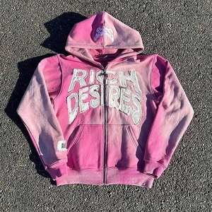 Sudadera con Capucha Negra Elegante con Diseño 'Rich Desires', Perfecta para Miembros de Hermandades Griegas, Cómoda, Moderna y Única con Cierre - Product Image 6