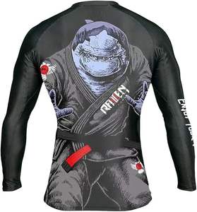 Haute qualité sur mesure à manches courtes Compression Fitness Gym chemises personnalisé sublimé BJJ Rashguard chemises hommes MMA Rash Guard - Product Image 2
