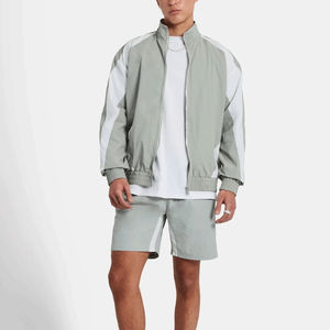 Hot Selling OEM Custom <b>Men's</b> <b>Short</b> Set Premium Quality Nylon Zip Hoodie <b>Shorts</b> New Arrival Windbreaker <b>Short</b> Set - Product Image 6