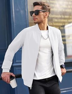 Blouson aviateur d'hiver léger et élégant pour hommes coupe-vent décontracté à col montant avec fermeture éclair 5 poches en nylon confortable - Product Image 4