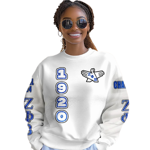 Sudadera con cuello redondo para mujer Zeta Phi Beta 1920, azul, con letras griegas bordadas - Product Image 4
