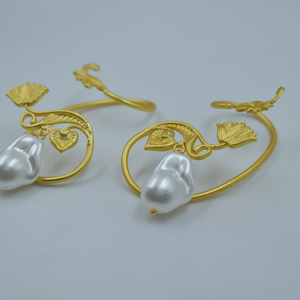 Latest Fashion Handmade Gold Plated Brass Mop Stone <b>Stud</b> Earrings Women's Jewelry M I CREATIONS Classic gold plated - Product Image 2