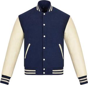 2025 nuevo OEM 100% chaquetas de béisbol universitarias de alta calidad para hombres algodón poliéster venta completa bombardero liso estilo callejero - Product Image 6