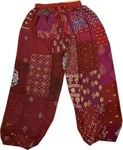 Multi color Patchwork Harem Pants with Pockets Rayon Harem Pants Women Summer Pants Festival Clothing