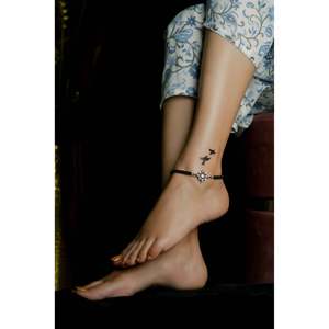 925 Silver Nazarbattu <b>Anklet</b> with Zircon Ruby Cut- Stone <b>Gold</b> Plated Diamond Main Stone for Party or Gift - Product Image 3