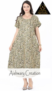 Robe midi en coton pour femmes, imprimé ethnique abstrait, silhouette décontractée pour un confort quotidien et pour les occasions légères - Product Image 3