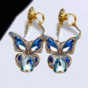 Fashion Nano Sky Blue Topaz Gemstone <b>Clip</b>-<b>on</b> Diamond <b>Earrings</b> Jewelry Women <b>Earrings</b> for Women - Product Image 3