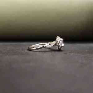 Natural Stone <b>Solitaire</b> Unisex Engagement <b>Ring</b> IGI Certified 925 Sterling <b>Silver</b> Stainless Steel Flower Design Trendy Elegant - Product Image 3