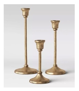 Bougeoir en aluminium doré en métal pour la décoration de la maison, ensemble de 2 bougeoirs de haute qualité, pots de bougies de mariage - Product Image 3