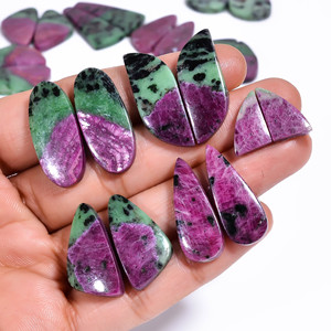 Rubí natural en zoisita pares de piedras preciosas de cabujón sueltas piedras preciosas naturales rubí de alta calidad en zoisita piedras preciosas para la fabricación de joyas - Product Image 5