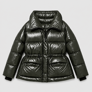 Manteau d'hiver à capuche unisexe pour femme, noir, imperméable, veste matelassée décontractée, coupe régulière, fermeture éclair, couleur unie, polyester, vêtements d'extérieur - Product Image 2