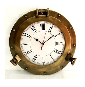 Wholesale Solid Brass Nautical Coastal Home Decor Gold Porthole <b>Wall</b> <b>Clock</b> Quartz Movement Art Deco Design Hanging Made Metal - Product Image 4