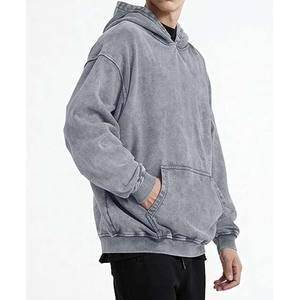 Hoodies Haute Qualité 100% Coton Acide Lavé À Capuche High Street Lavage Vieux Pull Pierre Lavé Vintage À Capuche - Product Image 2