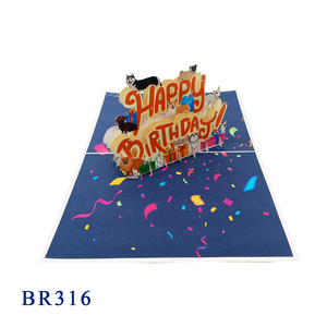 Viet-CRAFT สินค้าขายดีการ์ดป๊อปอัพสุขสันต์วันเกิดสุนัขคิริกามิการ์ดอวยพรสัตว์ของที่ระลึกกระดาษสำหรับคนรักสุนัขขายส่ง - Product Image 3