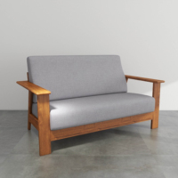 Canapé deux places minimaliste, écologique et durable, coussins gris, mobilier de salon extérieur durable, fabrication OEM ODM directe d'usine