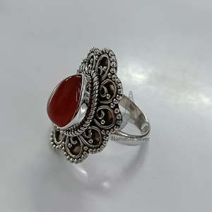 Boho Chic Carnelian <b>Statement</b> <b>Ring</b> Handmade Sterling <b>Silver</b> with Pear Cut Gemstone Perfect Birthday Gift for Her - Product Image 4