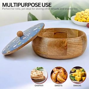 กล่องโรตีทำมือ ภาชนะไม้สำหรับเสิร์ฟจาปาตีสดที่บ้าน กล่องจาปาตีไม้ตกแต่งโดย AALIYAN IMPEX - Product Image 5