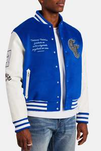 Wholesale New Fashion Blue Varsity Jacket For Men Letterman College Baseball Bomber Warm Jacket Collar Ribbed With Cuffs - Product Image 5