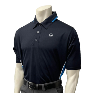 SHH Customized Side Panel with White Accent Breathable Soft Half Sleeve Umpire Shirts Available in Midnight <b>Navy</b>/Bright Blue - Product Image 2