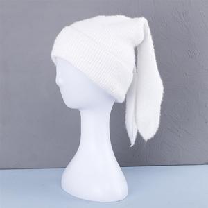 Gorro suave de lana con Orejas de conejo colgantes largas, gorro de punto cálido para otoño e invierno, gorro bonito de dibujos animados, gorro jacquard - Product Image 6