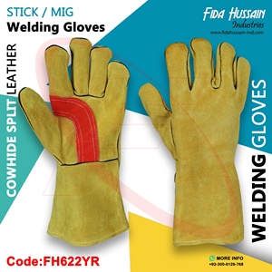 Gants de soudage en gros de haute qualité en cuir de vachette vendu à chaud gants de travail de soudeur en cuir fendu gants en cuir du Pakistan - Product Image 2