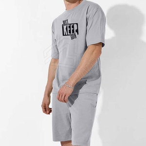 Conjunto corto de 2 piezas para hombre, ropa deportiva personalizada de verano, venta al por mayor, chándal, conjunto corto deportivo para hombre, conjunto doble liso - Product Image 4