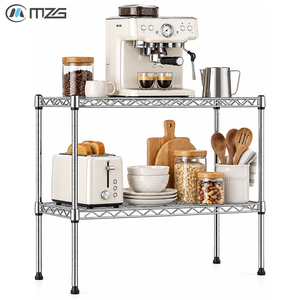 Étagère de rangement à 2 niveaux MZG 220 lbs, unité de rayonnage métallique modulaire moderne, organisateur de rangement sur pied pour salon - Product Image 1
