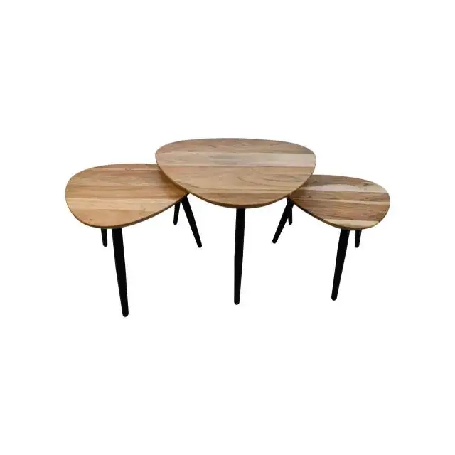 3つの入れ子コーヒーテーブルの木製セット北欧ヨーロッパスタイルモダンで豪華なデザインのコーヒーテーブルリビングルーム家具