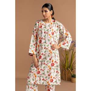 Ensemble coordonné imprimé Dobby blanc pour femme, tenue de tous les jours, ensemble 2 pièces avec short, haut à manches trois-quarts, tailles XS et XXS pour l'été - Product Image 1