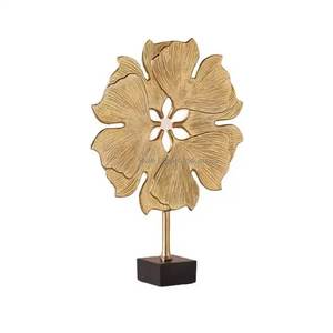 Increíble diseño de metal de forma irregular anillo de oro escultura de soporte con base negra escultura abstracta decorativa para el hogar - Product Image 6