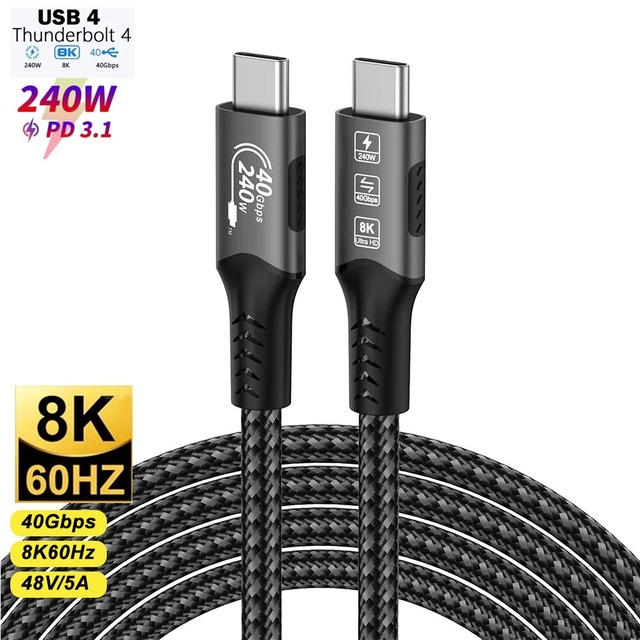 8K USB4 Typ E C Cable 40Gbps 240W PD3.1 QC4.0 for Samung Thunderbolt 4 Fast Charging Cable Thunderbolt3 USB C to C Data Transfer