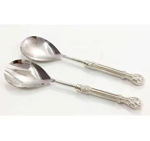 Ensemble de 2 couverts à salade faits à la main en acier inoxydable avec poignée en os naturel et accessoires de cuisine pour hôtels - Product Image 5
