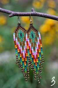 Pendientes de cuentas de semillas de Inga Pendientes largos tribales bohemios elegantes - Product Image 2