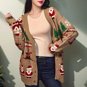 Cardigans en tricot pour femmes très vendus, pulls d'hiver en stock, pulls avec motif de Noël de dessin animé en gros - Product Image 5